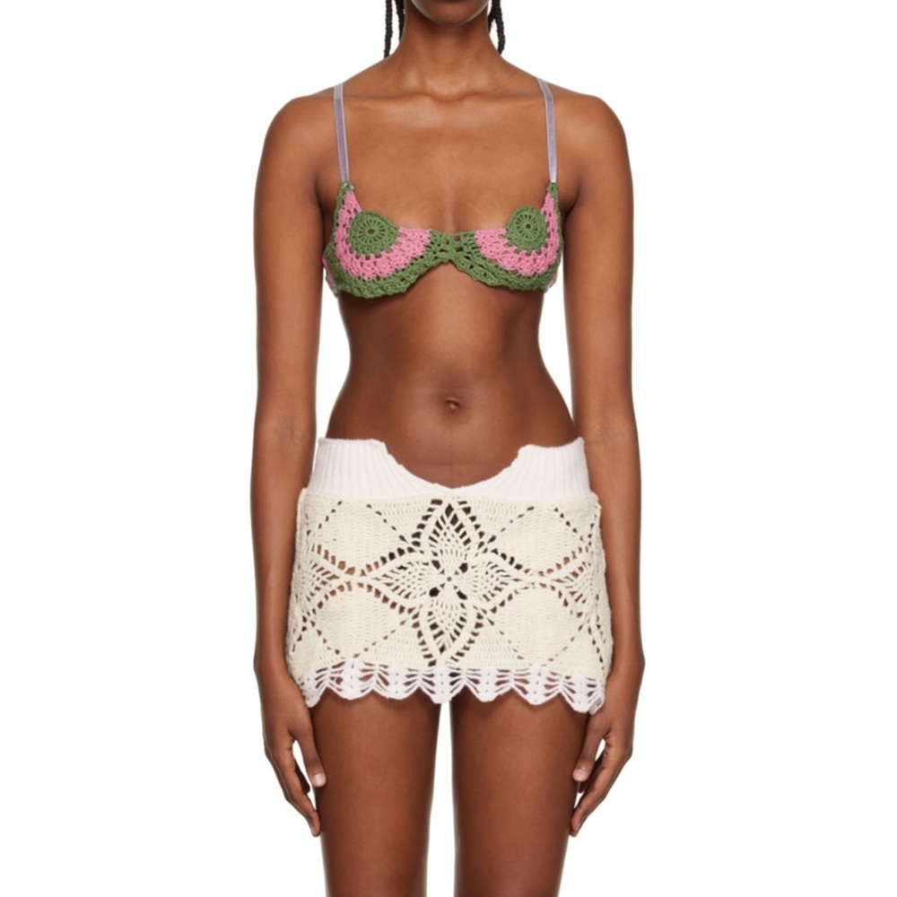 Ssense x Katya Zelentsova mini crochet knitted skirt